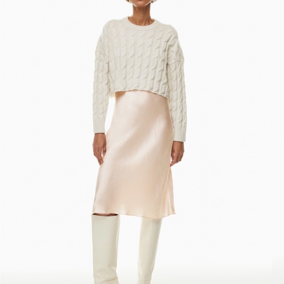 Aritzia Dresses & Skirts - Aritzia Babaton Slip Satin Midi Skirt Beige